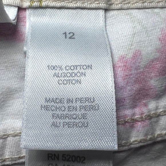 Liz Claiborne Floral Print Pants Womens 12 Cream with Pink Flowers Casual Boho - Picture 5 of 16